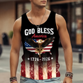 Personalized Patriotic Eagle Tank Top Custom Name Gift for Dad HN590 - 3D Tanktop GradoCreations
