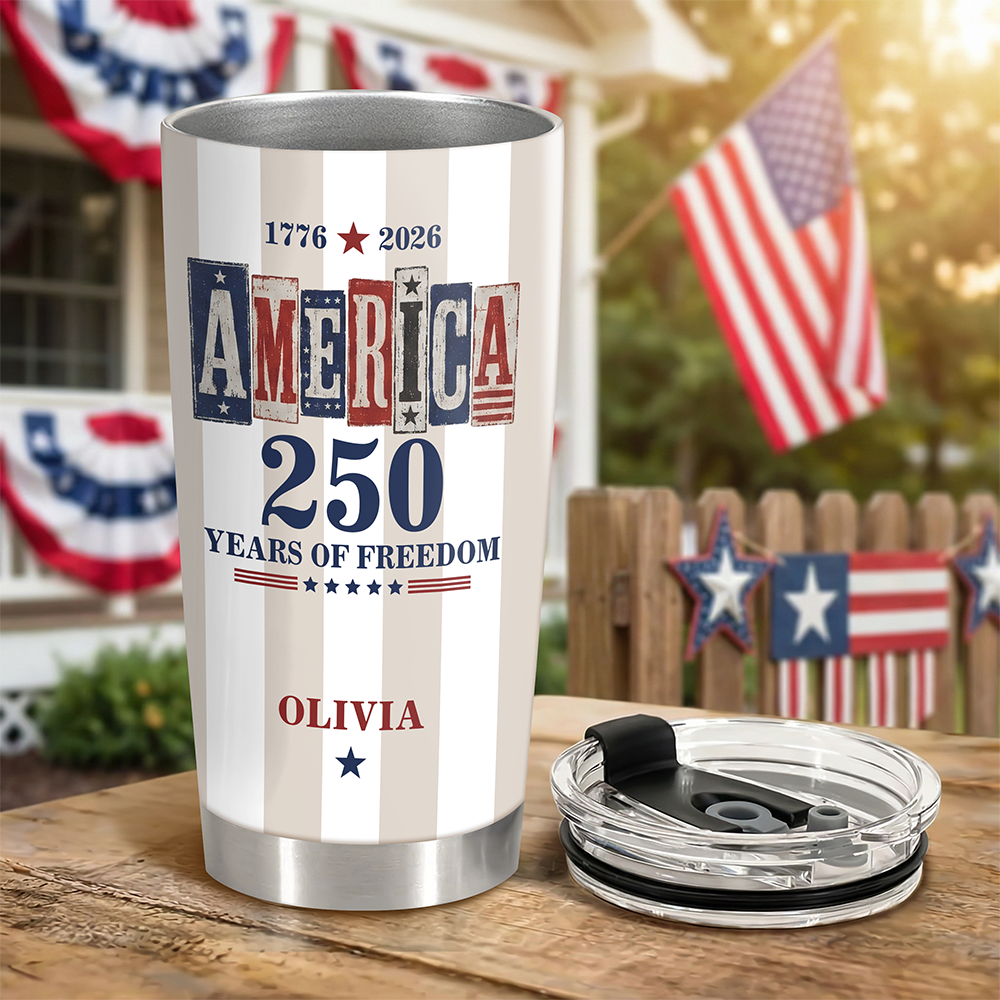 Personalized 250 Years of Freedom Fat Tumbler Custom Name Gift HN590 - Fat Tumbler GradoCreations