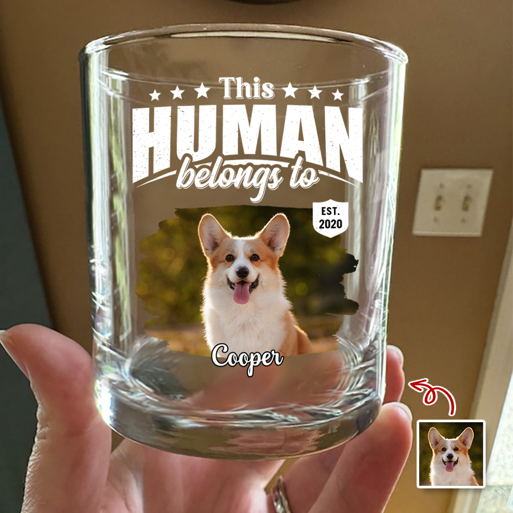 Personalized Rock Glass Custom Pet Photo Gift for Dog Dad HN590 - Print Rock Glass GradoCreations