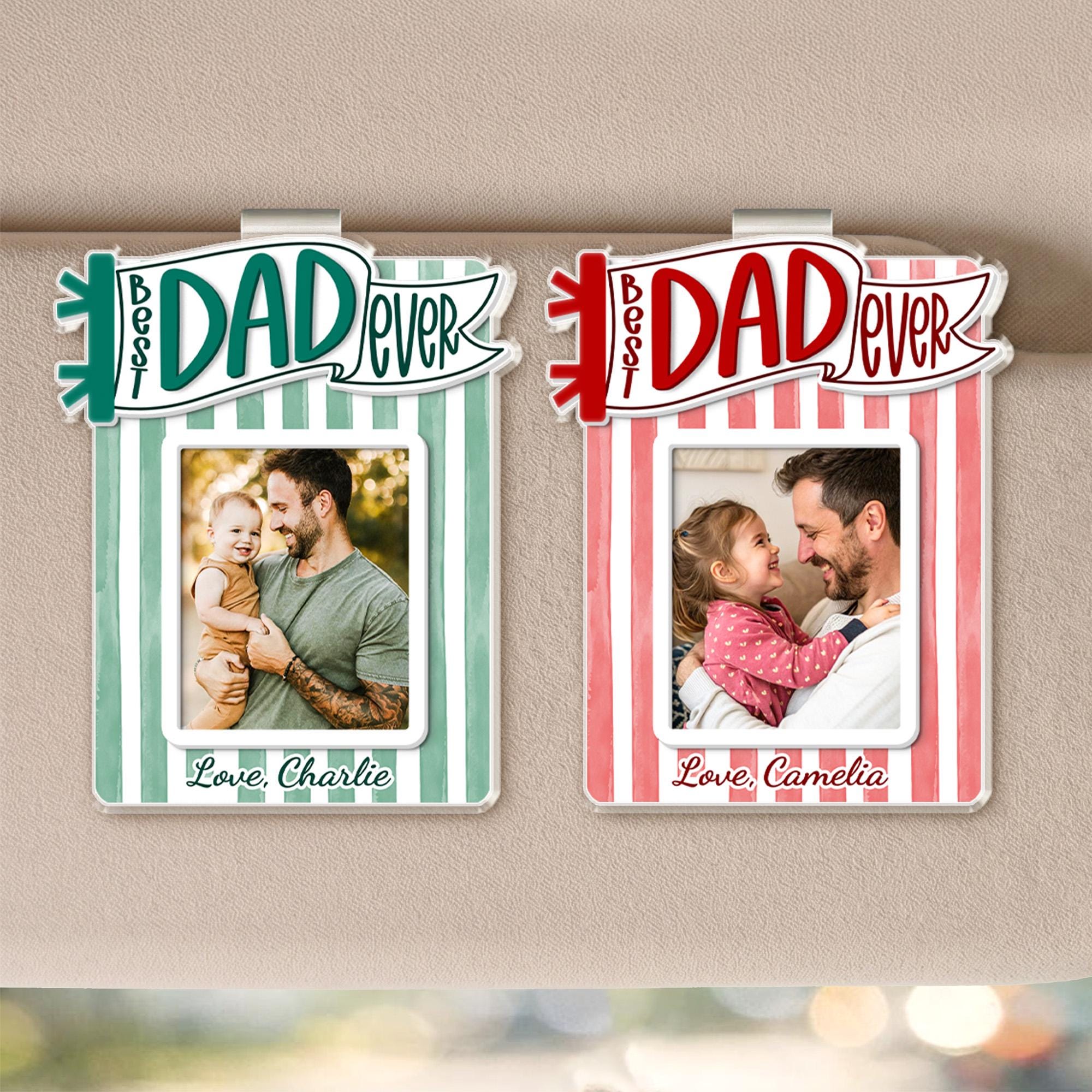 Personalized Dad Car Visor Photo Clip Gift for Father's Day HN590 - Acrylic Car Visor Clip GradoCreations
