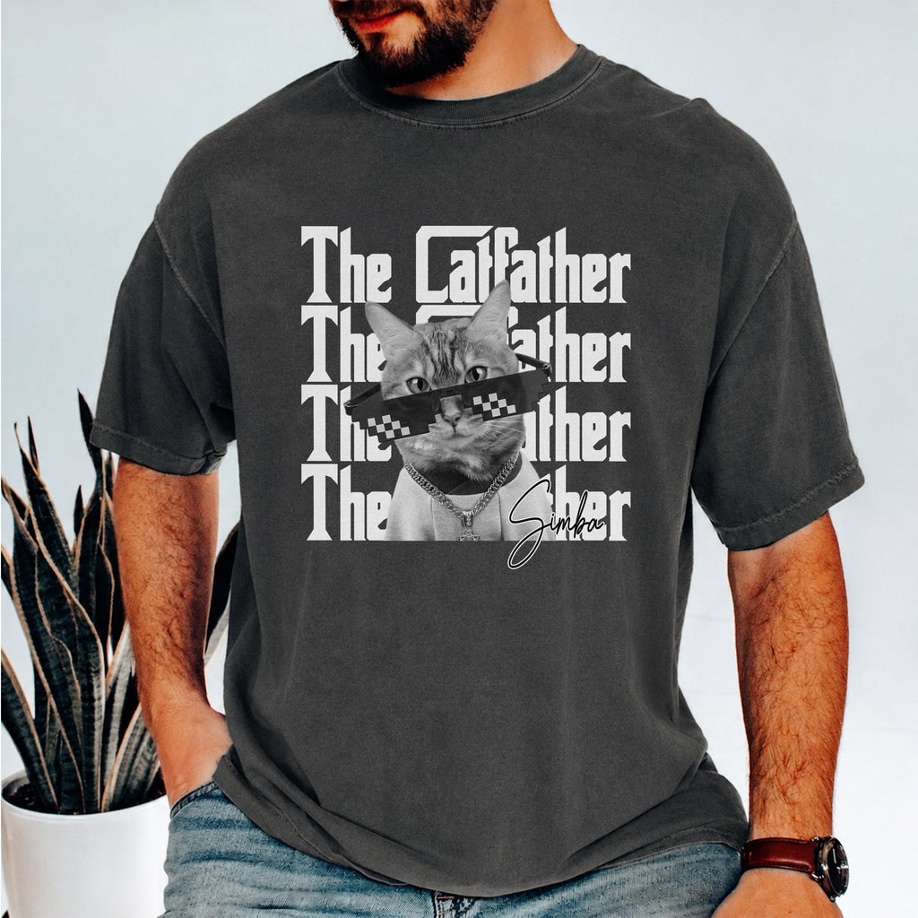 Personalized Catfather Comfort Shirt Custom Photo Gift for Cat Lovers Comfort Shirt GradoCreations