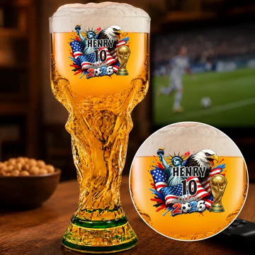 Personalized Trophy Beer Glass for Football Lovers - Custom Gift