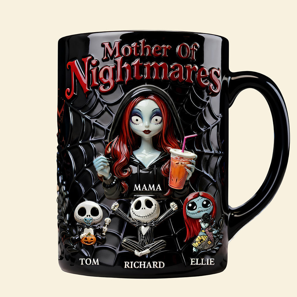 Personalized Horror-Themed Mug with Custom Names for Mom Mug GradoCreations