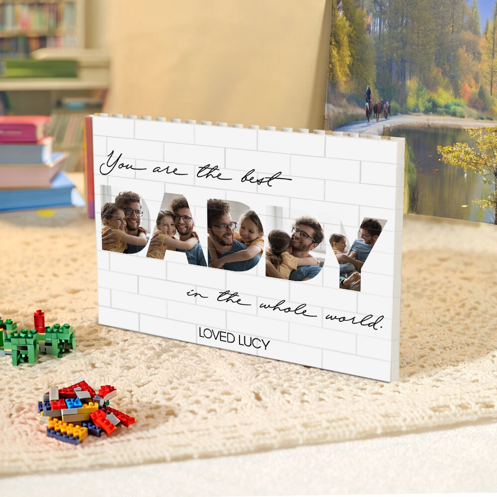 Custom Photo Building Block Gift for Dad Father's Day Keepsake HN590 - Building Blocks GradoCreations