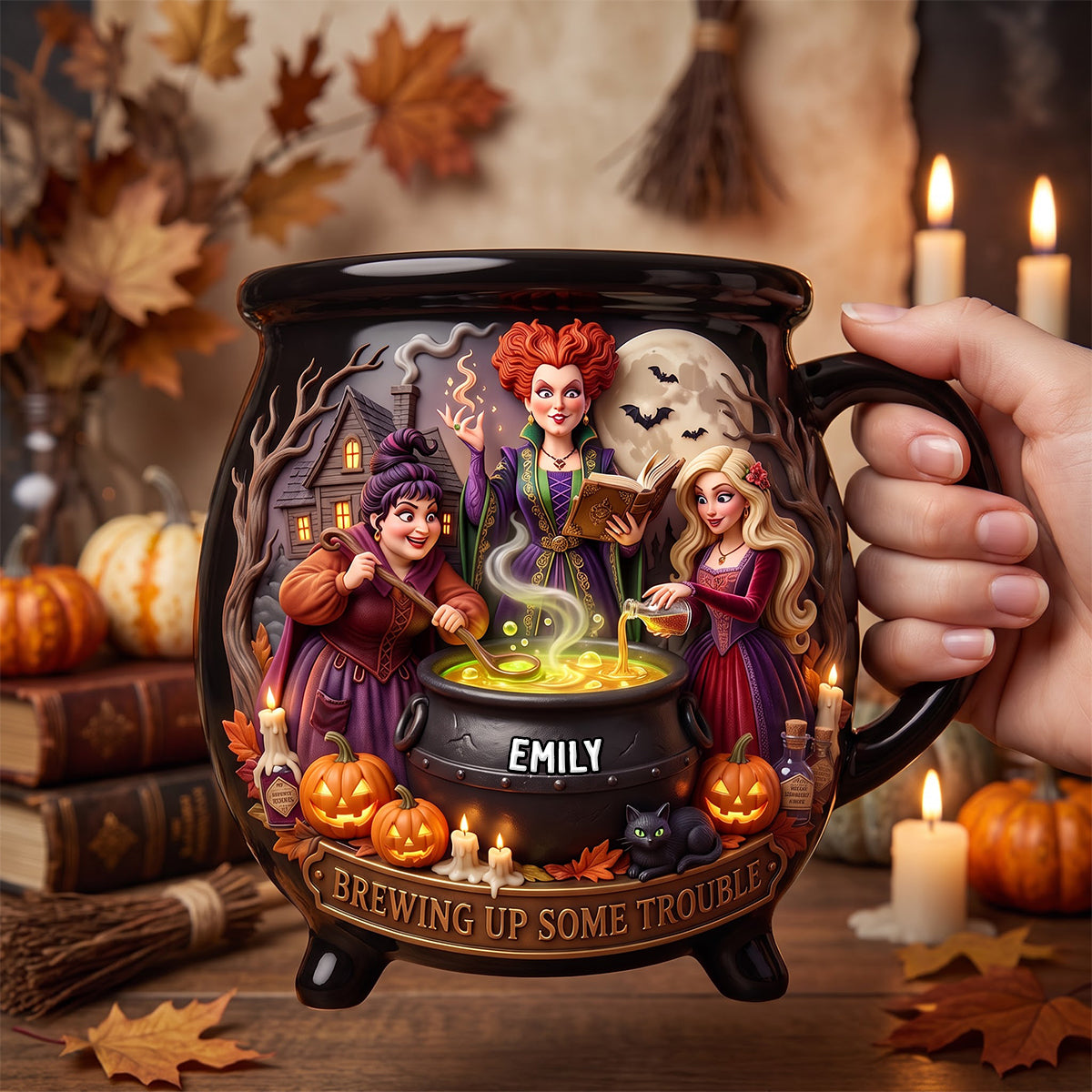 Personalized Cauldron Mug Custom Name Gift for Her Halloween Cauldron Coffee Mug GradoCreations