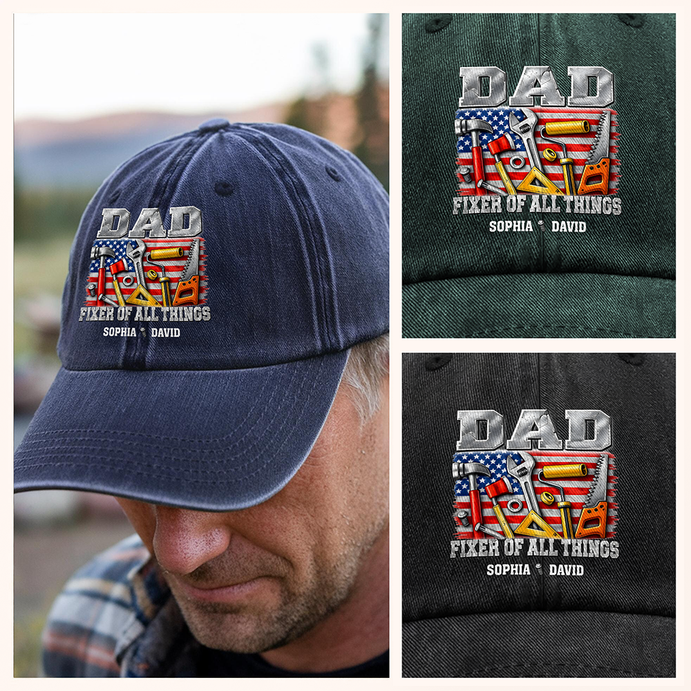Personalized Washed Denim Baseball Cap Gift for Dad HN590 - Washed Denim Baseball Cap GradoCreations