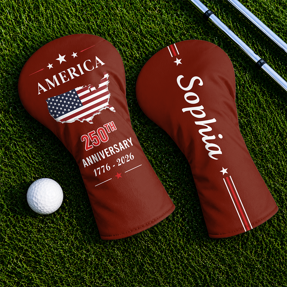 Personalized Golf Head Cover Custom Name 250th Anniversary Gift HN590 - Golf Head Cover GradoCreations