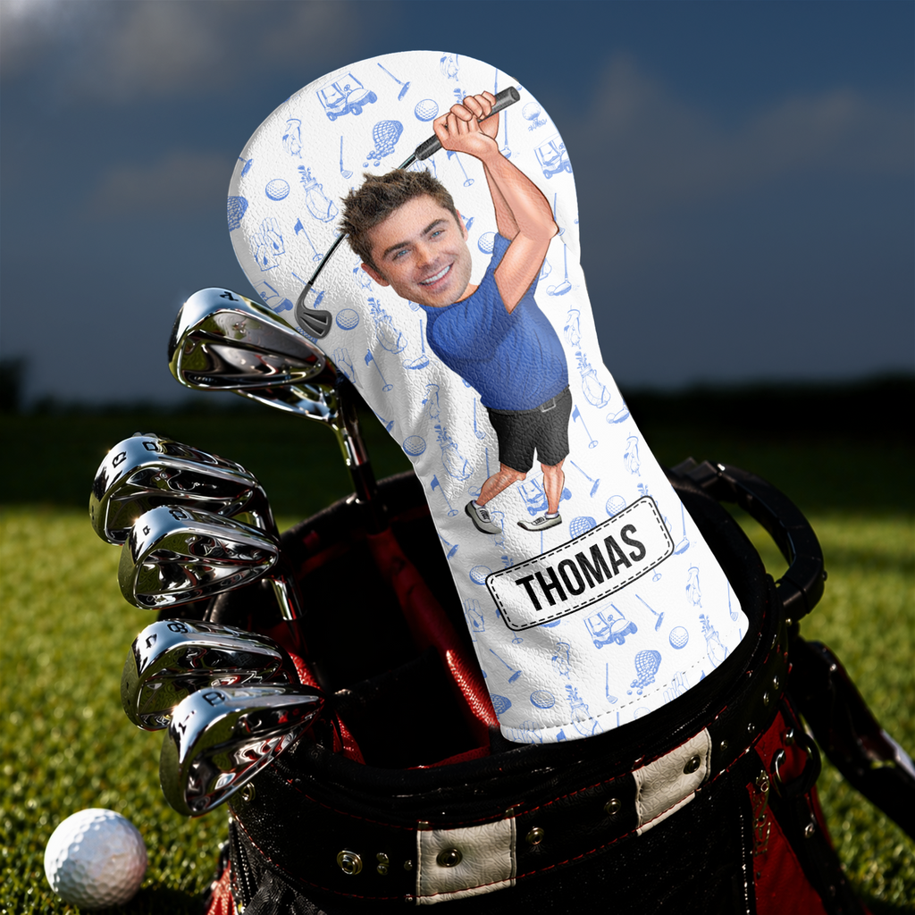 Personalized Funny Golfer Photo Golf Head Cover Unique Gift for Dad HN590 - Golf Head Cover GradoCreations