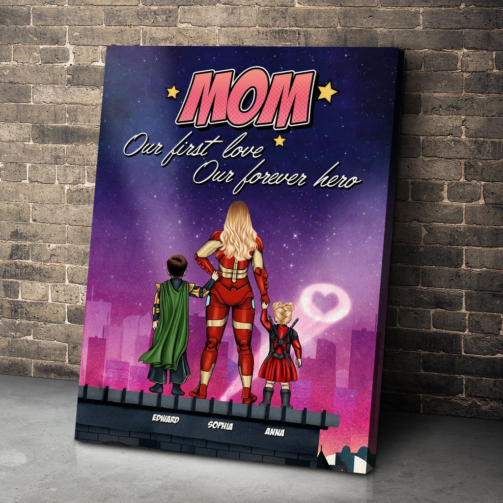 Personalized Super Mom Canvas Poster Custom Name Gift for Her