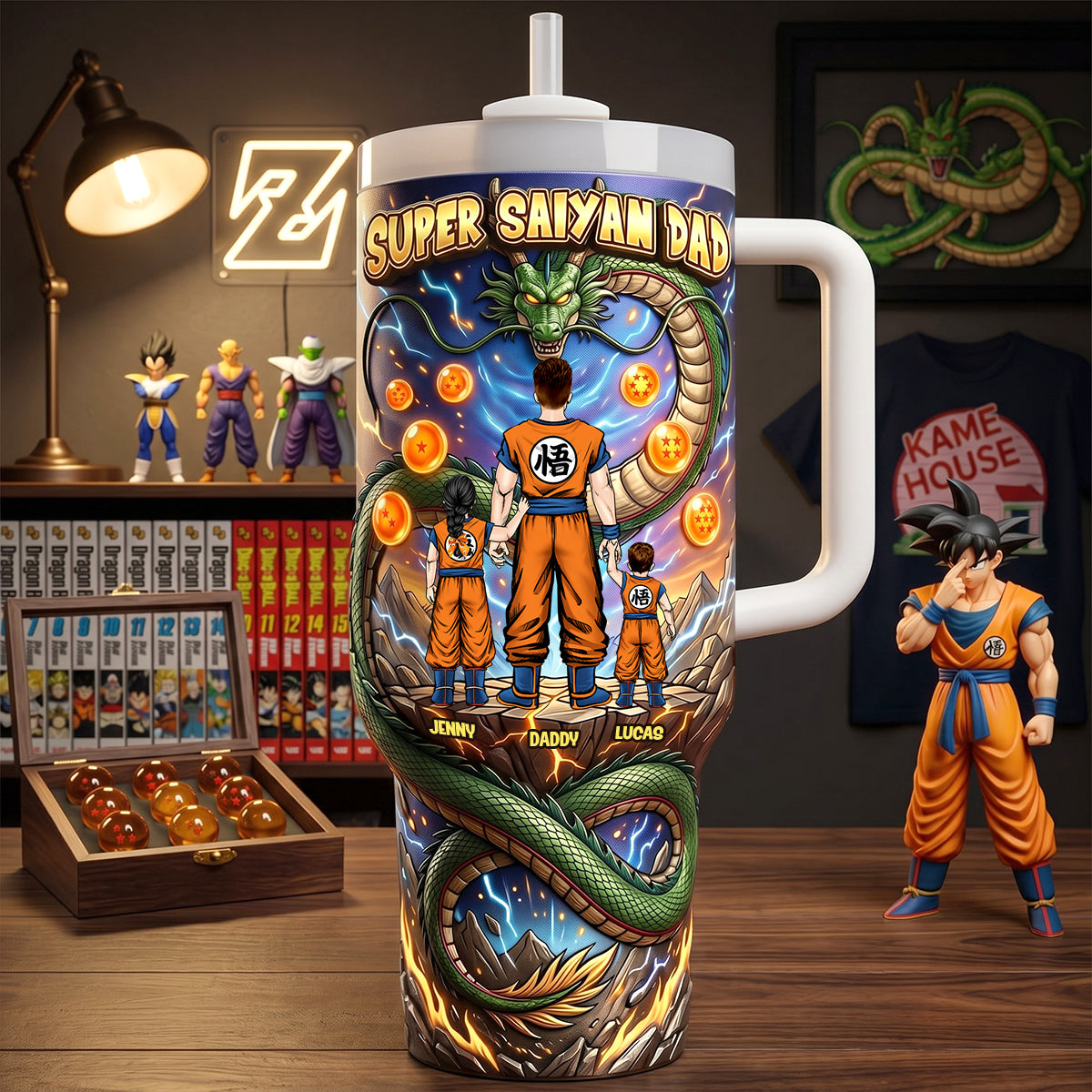 Personalized Super Saiyan Dad Tumbler Gift for Father's Day