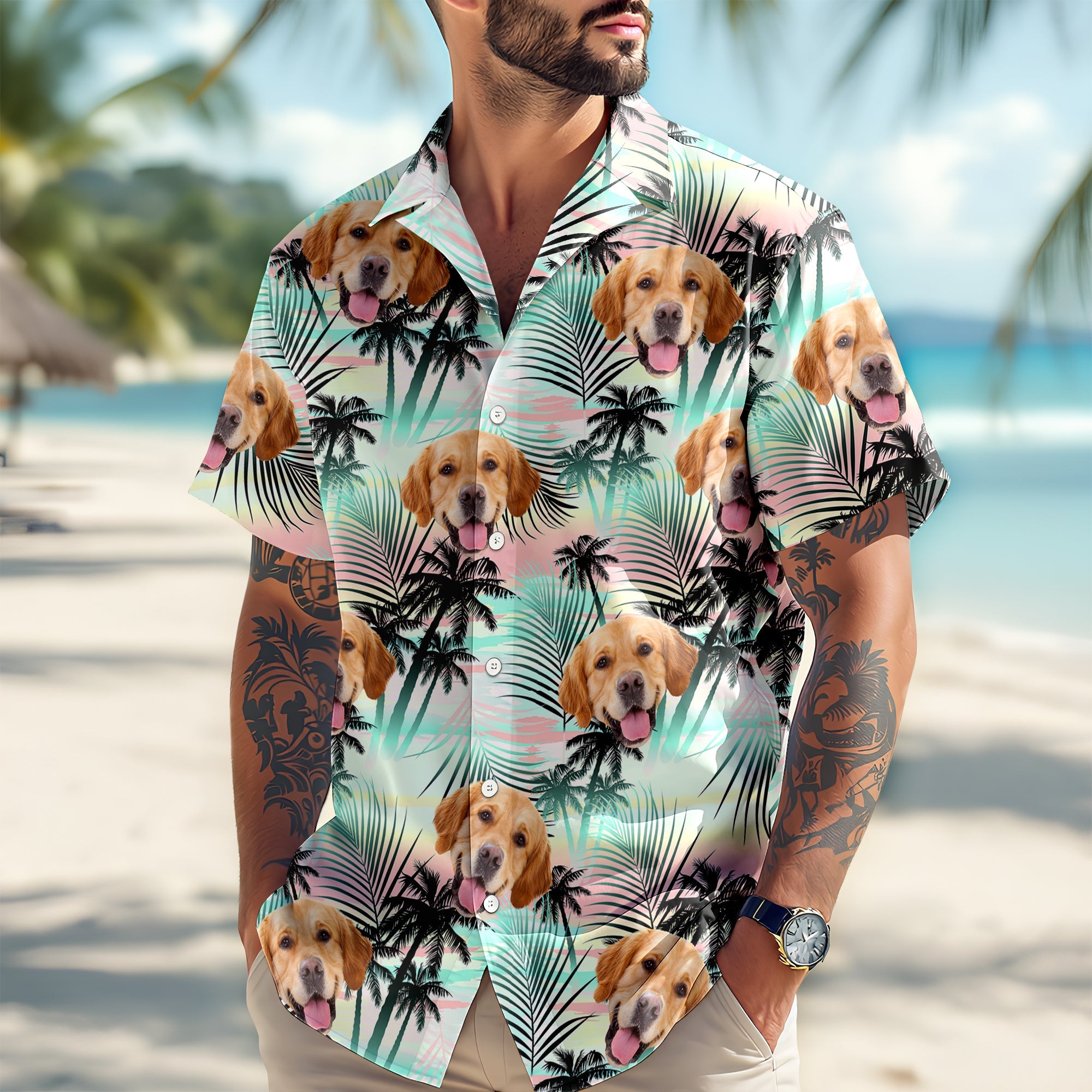 Personalized Dog Photo Hawaiian Shirt Custom Gift for Dog Lovers HN590 - AOP Hawai Shirt GradoCreations