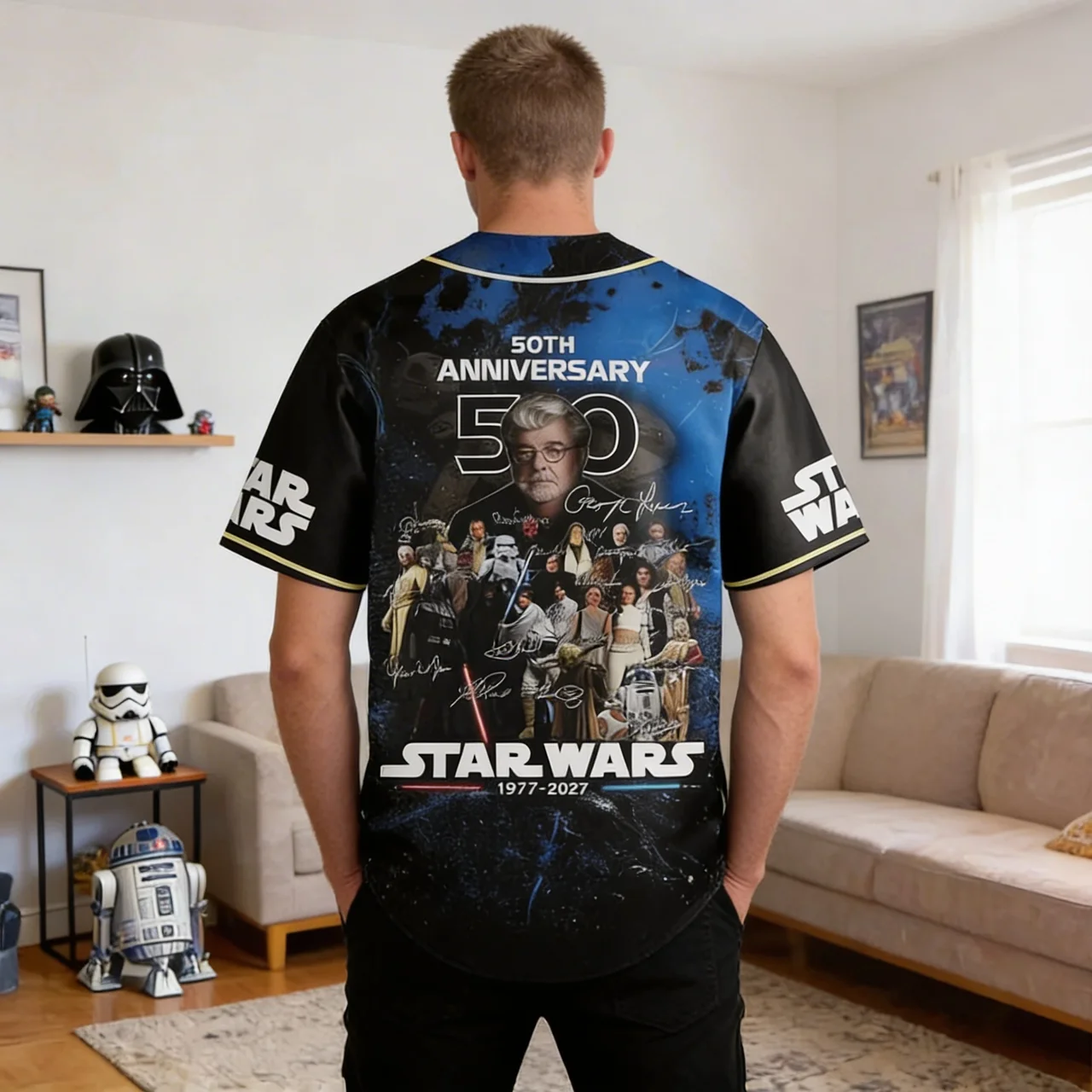 Personalized 50th Anniversary Star Wars Baseball Jersey Gift for Movie Fans