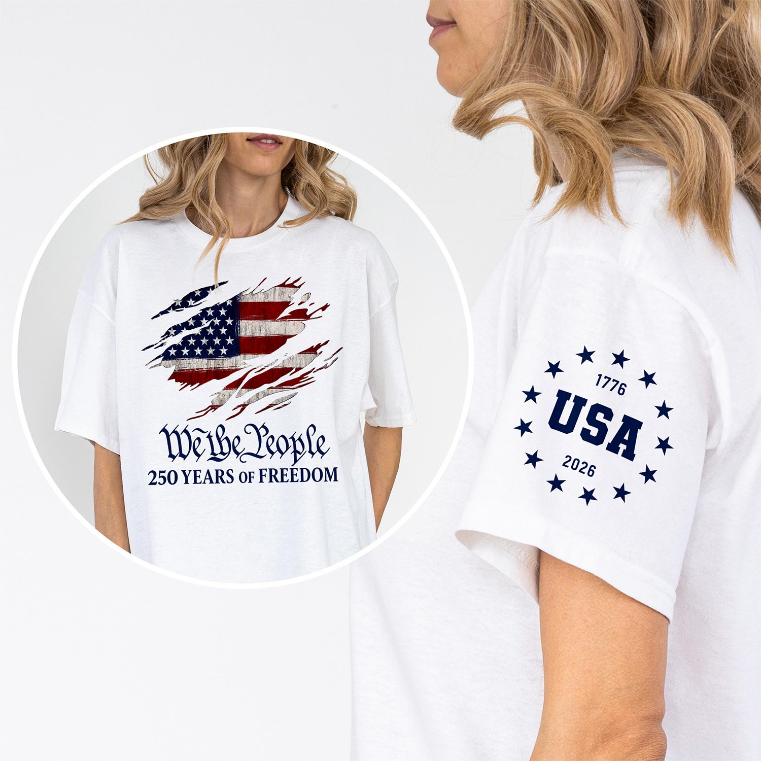Patriotic Short Sleeve Tee Shirt 250 Years Freedom Gift Short Sleeve Print Shirt GradoCreations