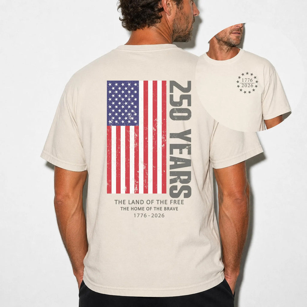Personalized Vintage Style 250th Anniversary Shirt 4th of July Gift Back&Front Comfort Shirt fix GradoCreations
