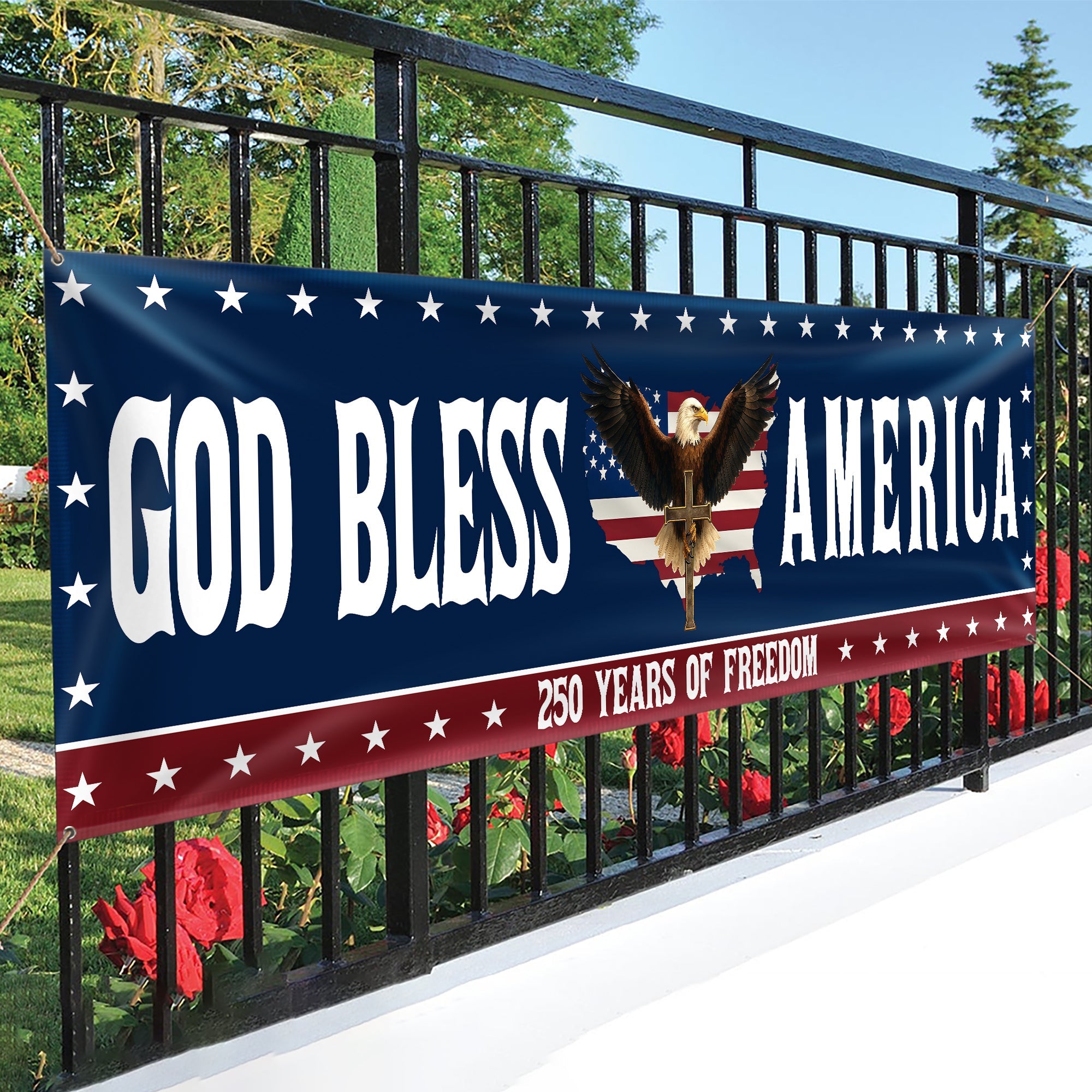 Personalized Patriotic Banner Custom Family Name 250th Anniversary Gift HN590 - Banner GradoCreations