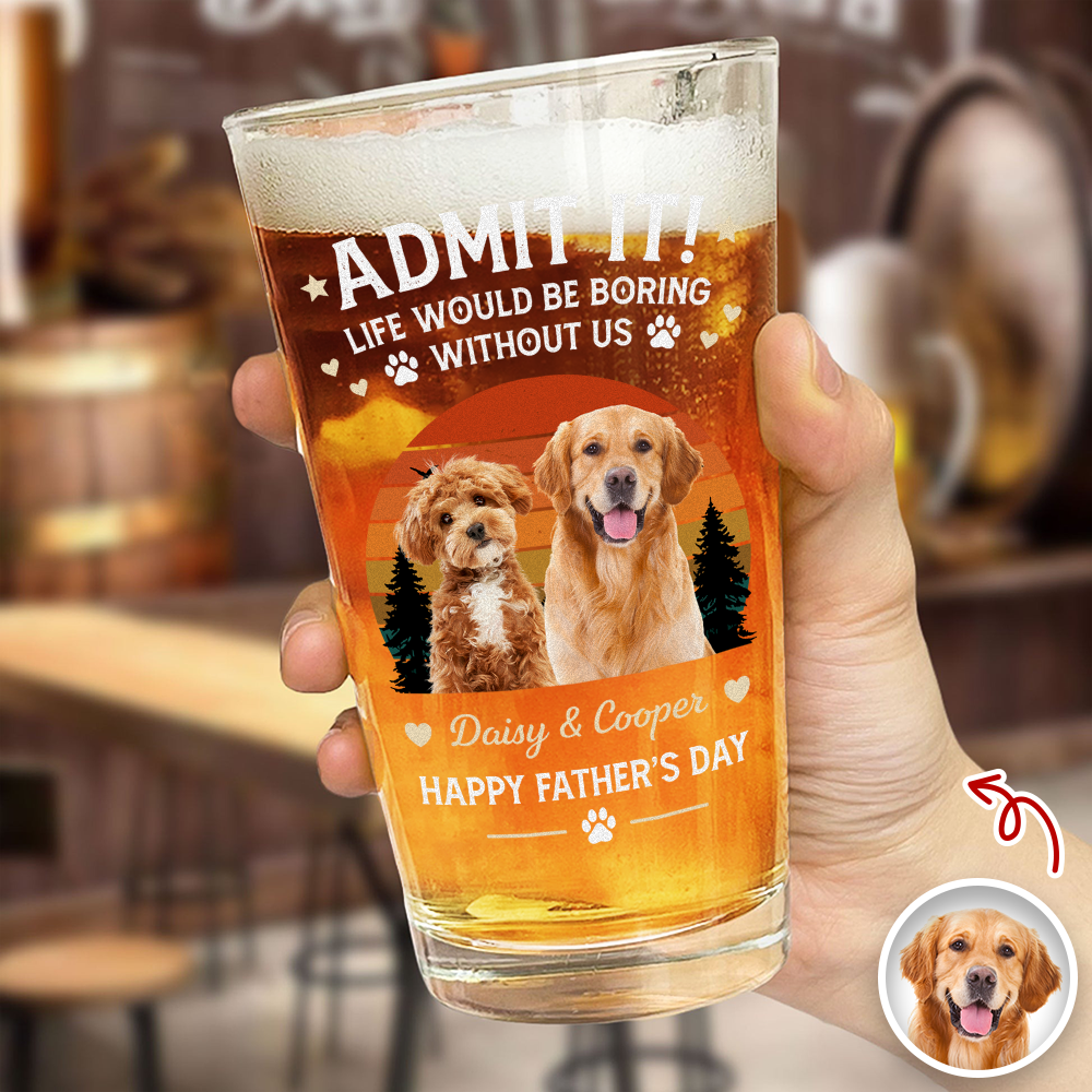 Personalized Beer Glass Custom Photo Gift for Dog Dad HN590 - Print Beer Glass GradoCreations