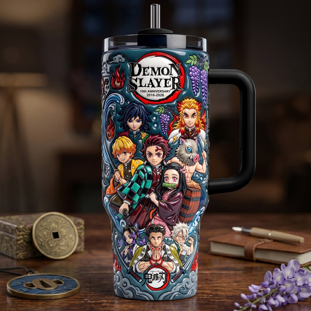 Personalized Demon Slayer Tumbler with Handle - Gift for Anime Fans Tumbler GradoCreations