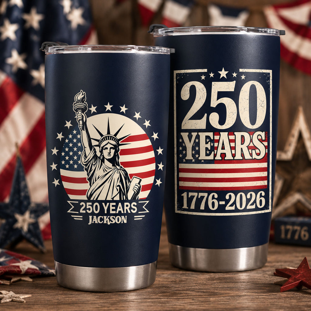 Personalized Statue of Liberty Tumbler Custom Name 250th Anniversary Gift HN590 - Fat Tumbler GradoCreations