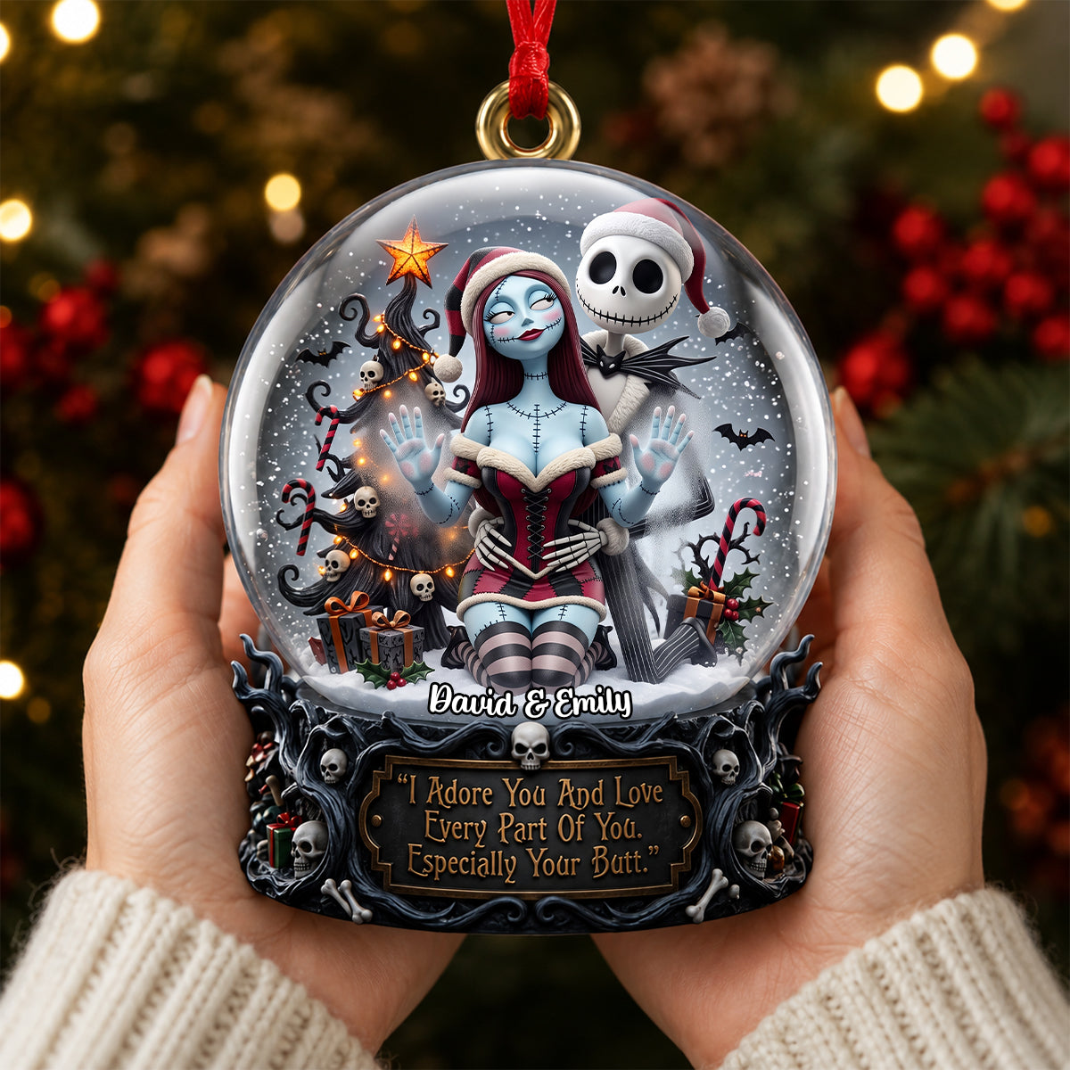 Personalized Gothic Acrylic Ornament for Couples - Christmas Gift Ornament GradoCreations