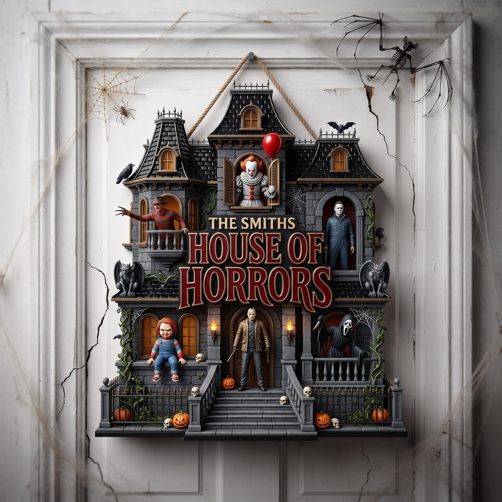 Personalized House of Horrors Metal Sign Halloween Decor Gift Metal Sign GradoCreations