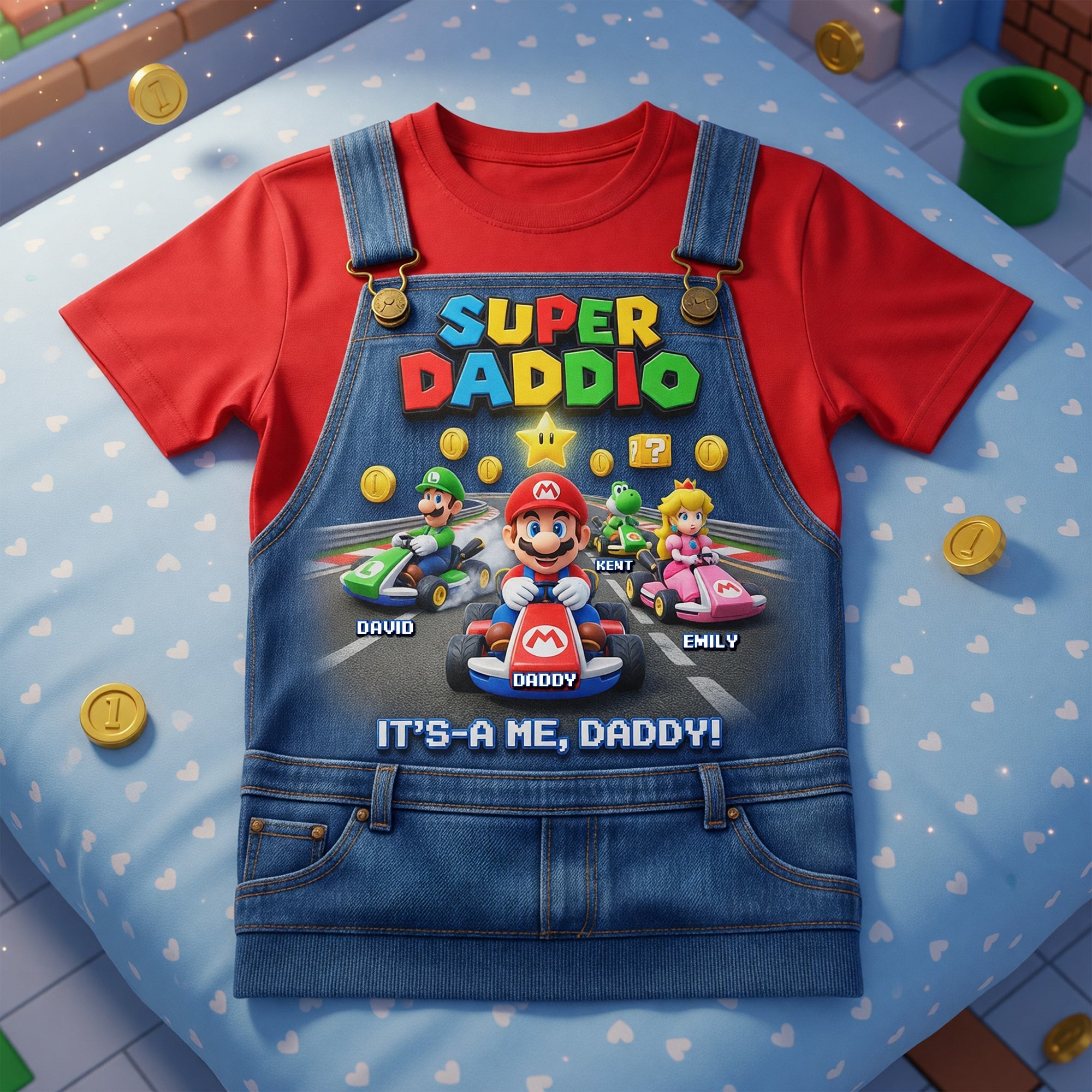 Personalized Retro Game Shirt for Dad and Kids | Super Daddio Gift