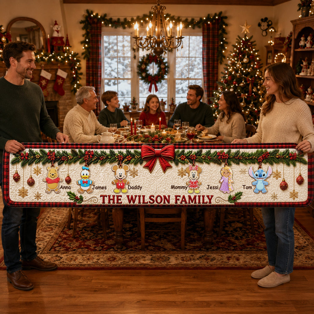 Personalized Christmas Table Runner Custom Family Name Gift Quilt Table Runner GradoCreations