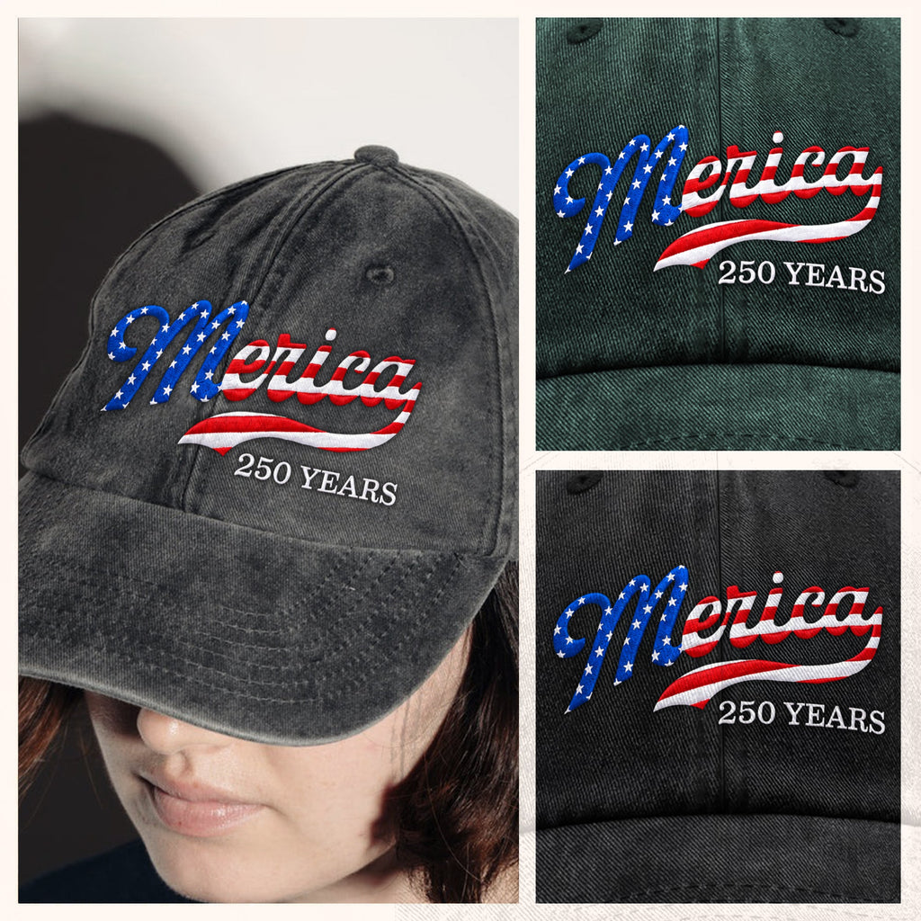 Personalized Embroidered Baseball Cap Merica Gift for Dad HN590 - Embroidered Baseball Cap GradoCreations