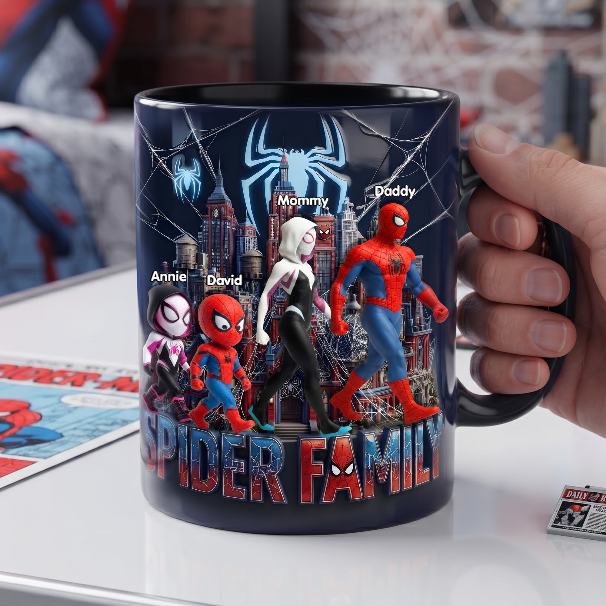 Personalized Spider Family Accent Mug Custom Name Gift for Family Mug GradoCreations