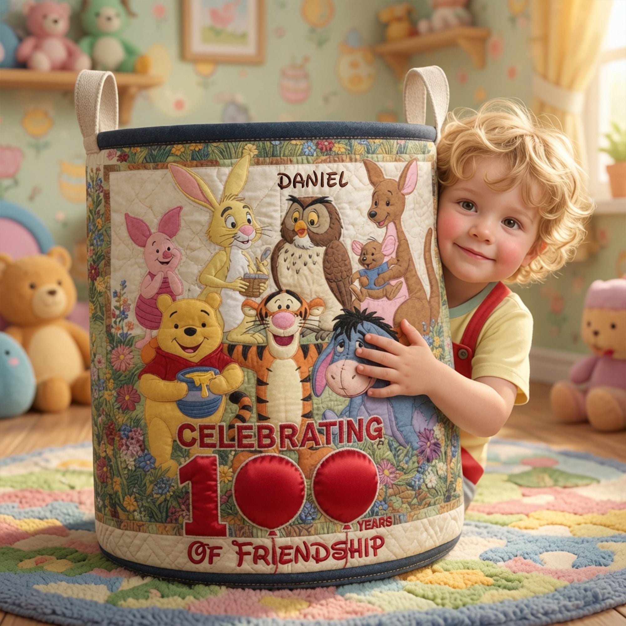 Personalized Quilted Laundry Basket with Disney Characters Gift for Family or Movie Fans Quilted Laundry Basket GradoCreations