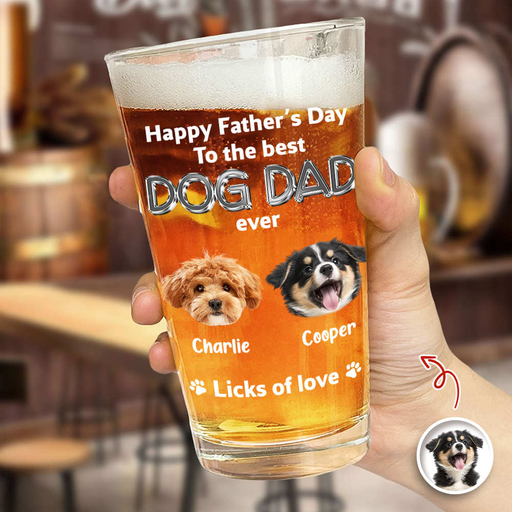 Personalized Beer Glass Custom Photo Gift for Dog Dad HN590 - Print Beer Glass GradoCreations