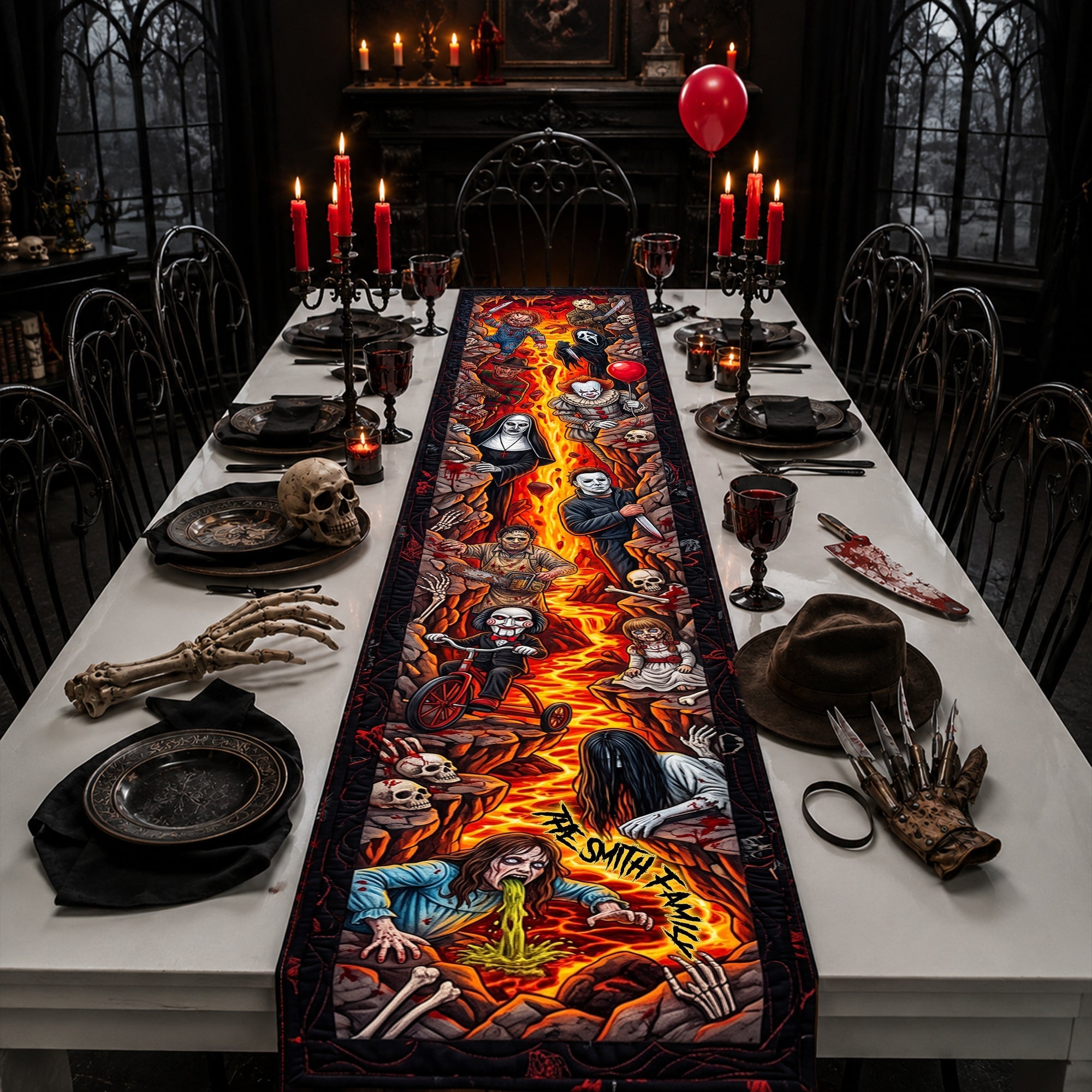 Personalized Halloween Quilt Table Runner Creepy Decor for Spooky Parties Quilt Table Runner GradoCreations
