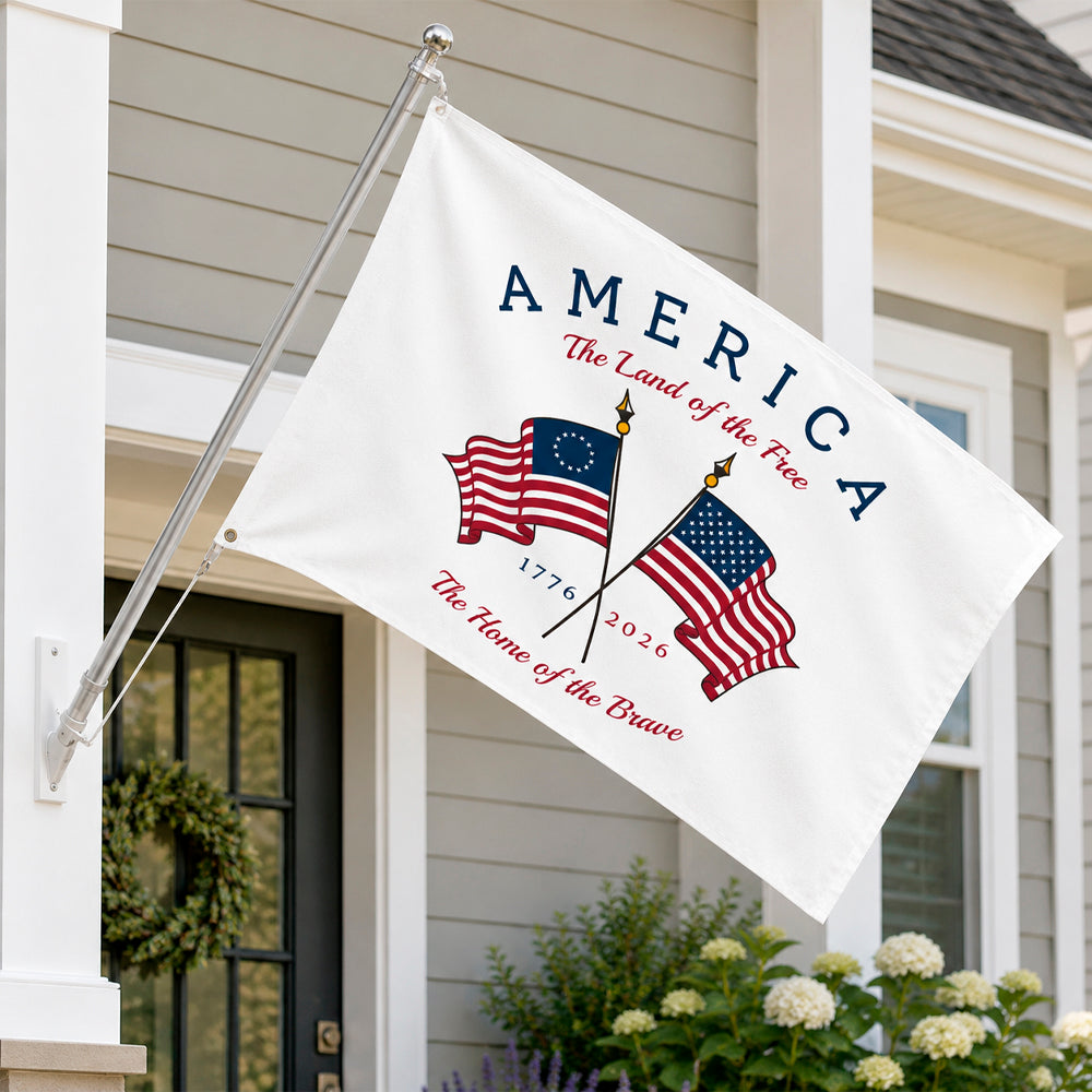 Personalized House Flag America The Land Of The Free Gift HN590 - Banner House Flag GradoCreations
