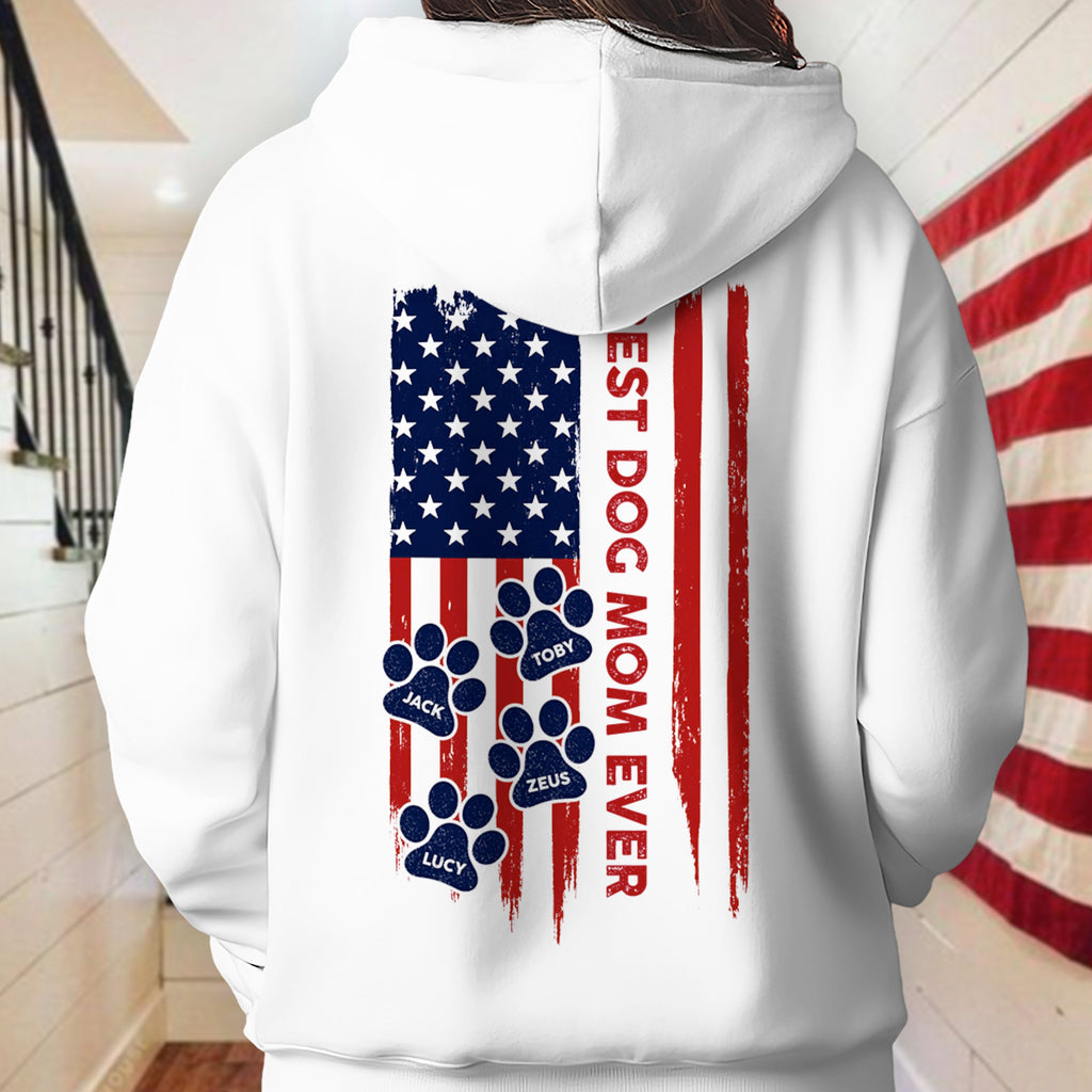 Personalized Dog Dad T-Shirt American Flag Gift for Pet Lovers HN590 - Tshirt Back GradoCreations