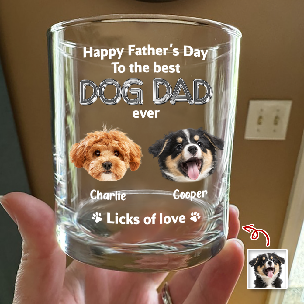 Personalized Rock Glass Custom Photo Gift for Dog Dad HN590 - Print Rock Glass GradoCreations