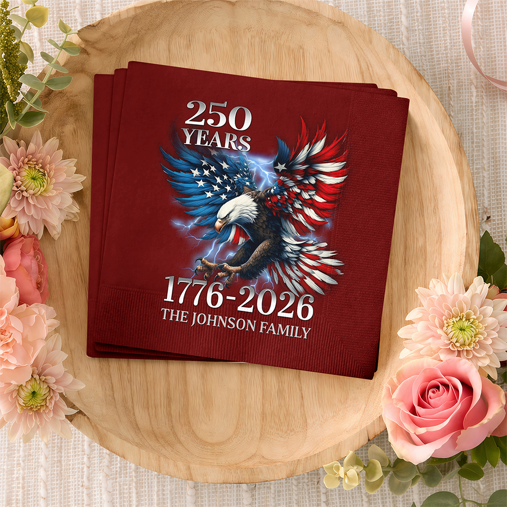 Personalized 250th Anniversary Eagle Napkins Unique Gift HN590 - Napkins GradoCreations