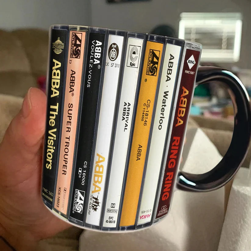 Ceramic Accent Mug ABBA Retro Cassette Design Perfect for Music Lovers GradoCreations