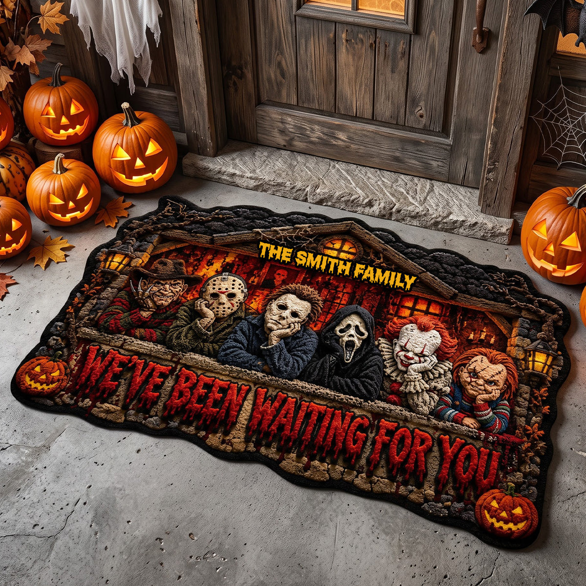 Personalized Horror Characters Shape Doormat - Halloween Family Gift Shape Doormat GradoCreations