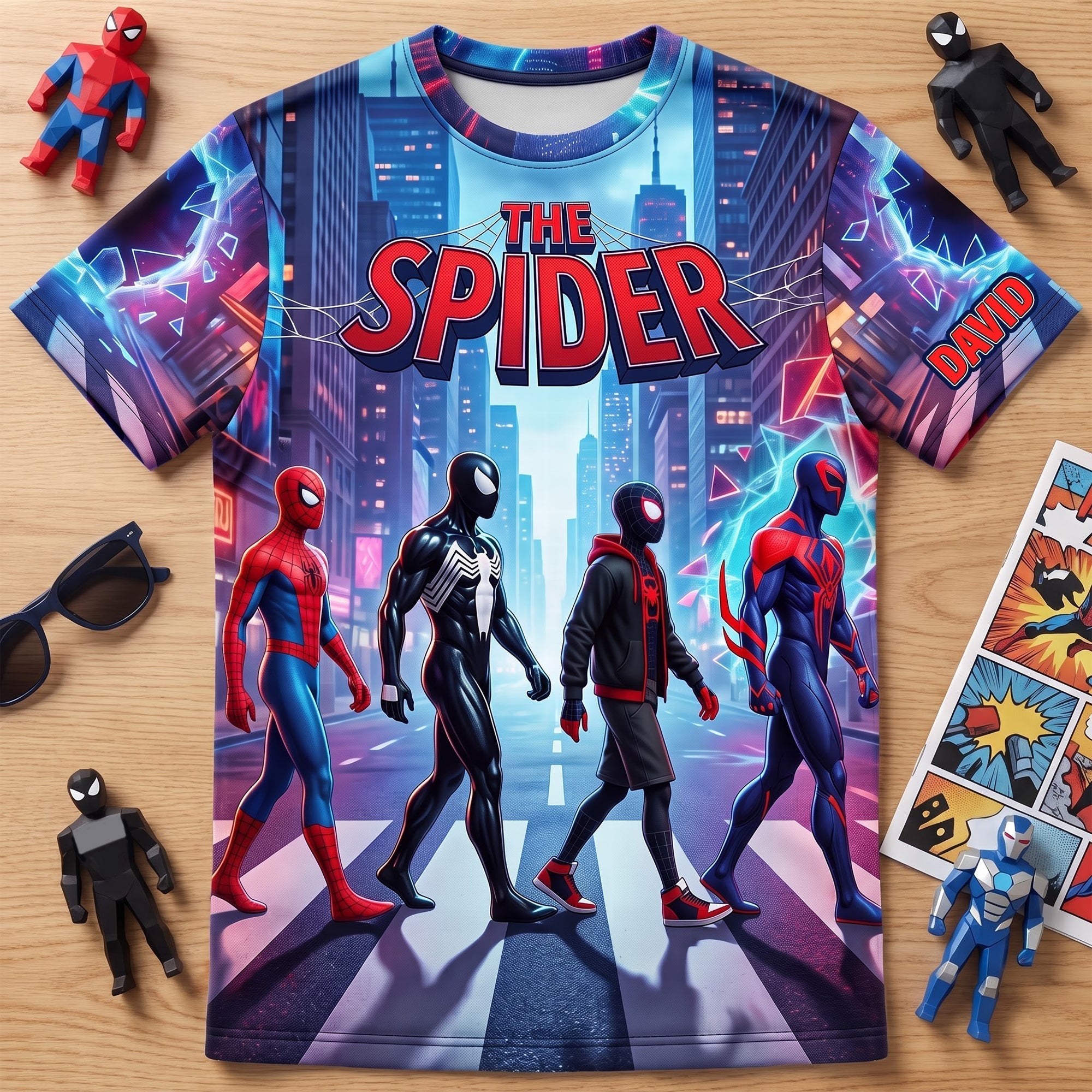Personalized Red Hero Squad T-Shirt Gift for Movie Fans AOP Tshirt GradoCreations