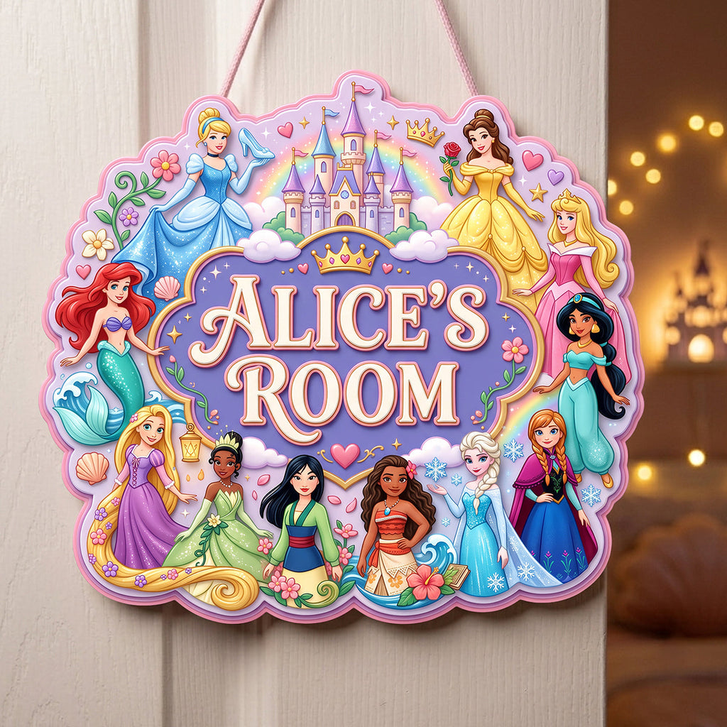 Personalized Disney Princess Metal Sign for Kids Room Decor Gift Metal Sign GradoCreations