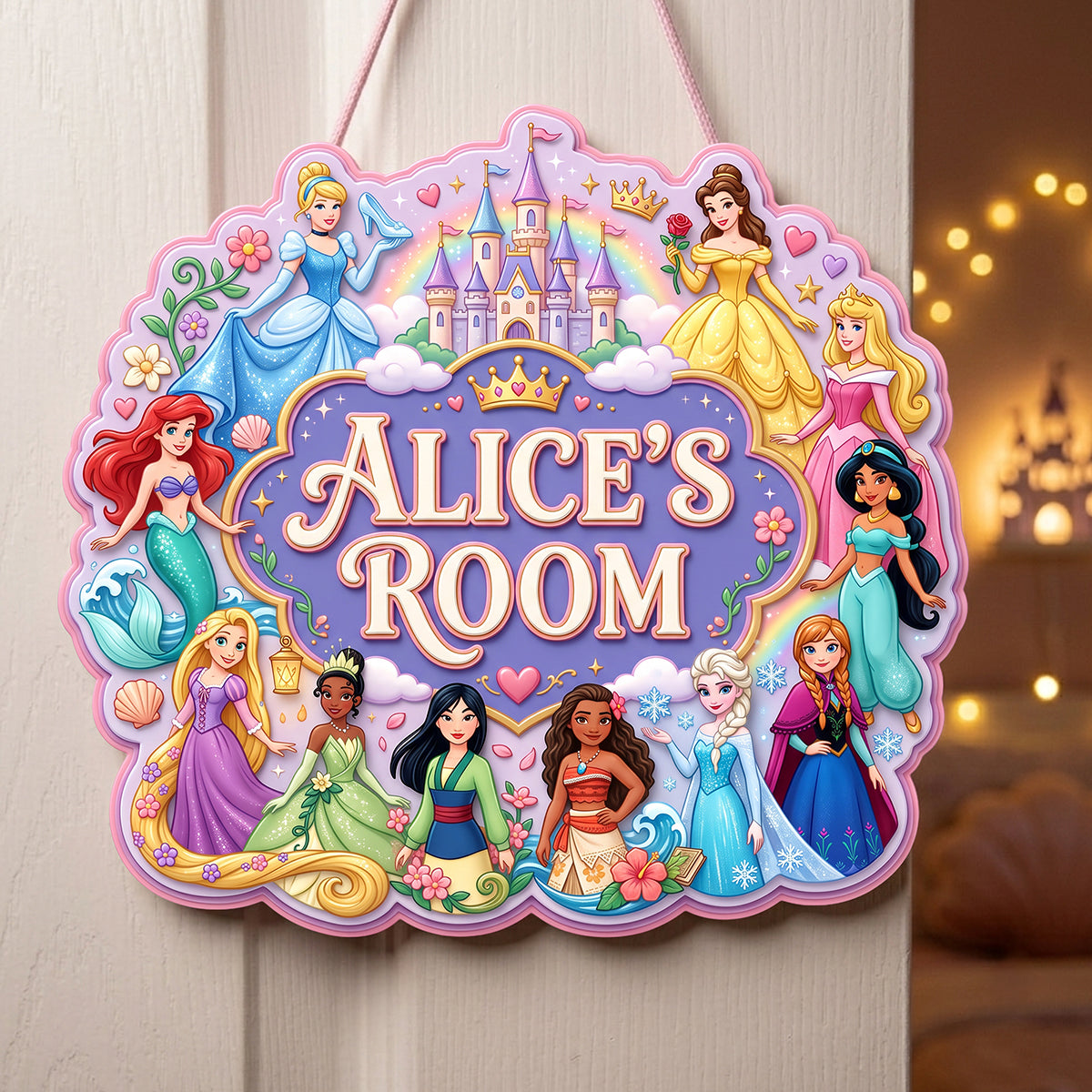 Personalized Disney Princess Metal Sign for Kids Room Decor Gift Metal Sign GradoCreations