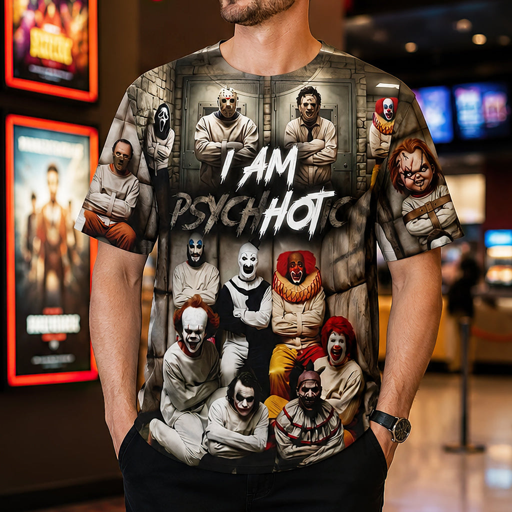 Personalized Psychotic All Over Shirt for Halloween Horror Lovers AOP Shirt GradoCreations