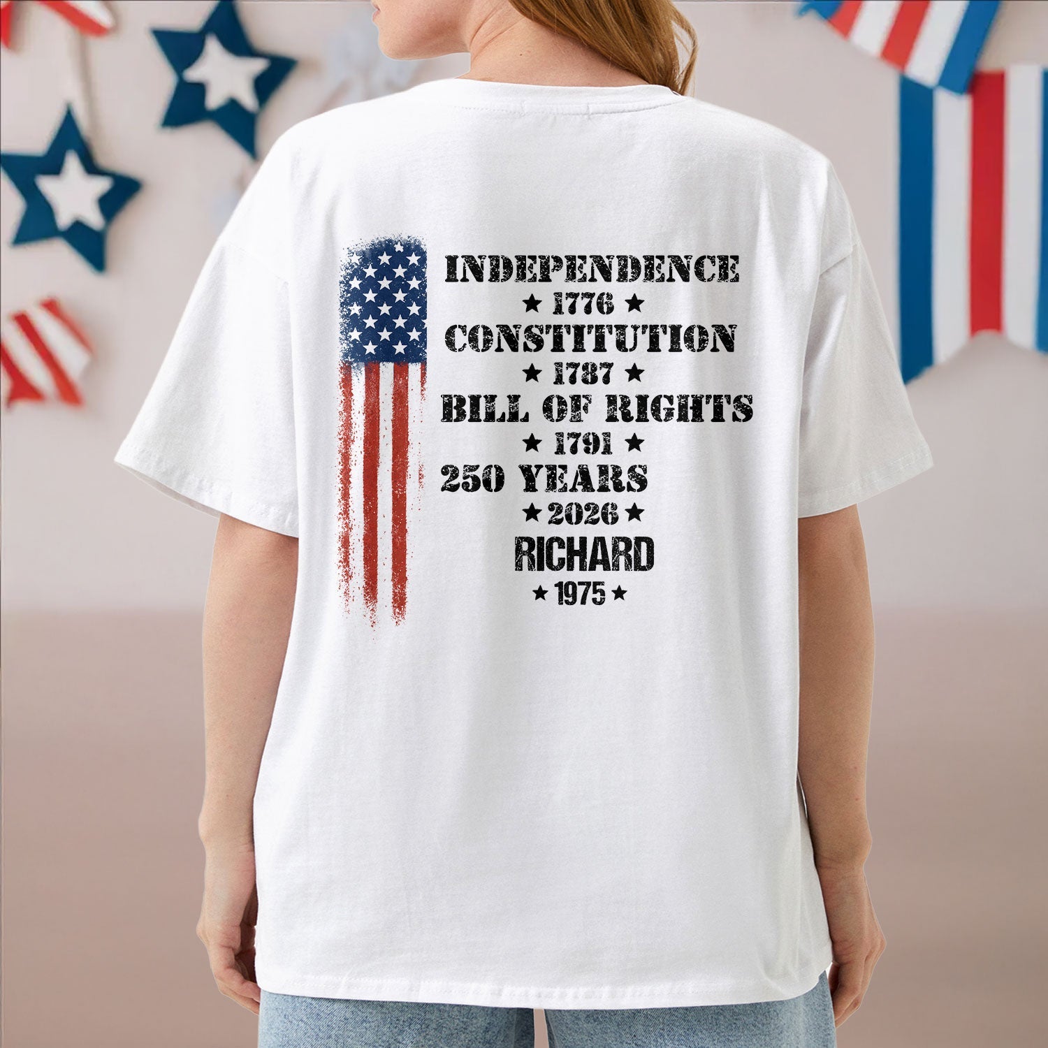 Personalized 250 Years of America Shirt Custom Name Gift for Dad HN590 - Tshirt Back GradoCreations