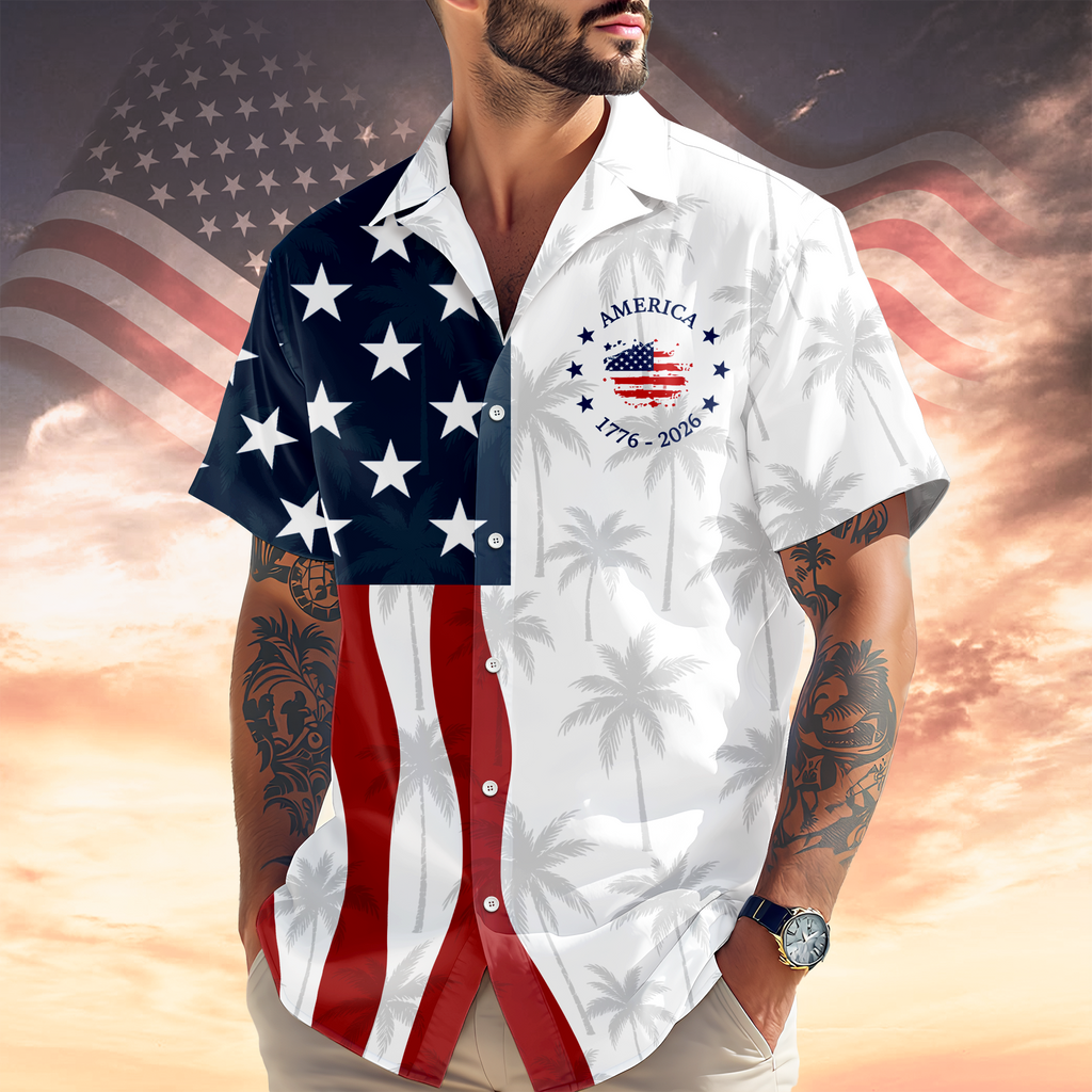 Personalized American Flag Hawaiian Shirt 250th Anniversary Gift HN590 - AOP Hawai Shirt GradoCreations