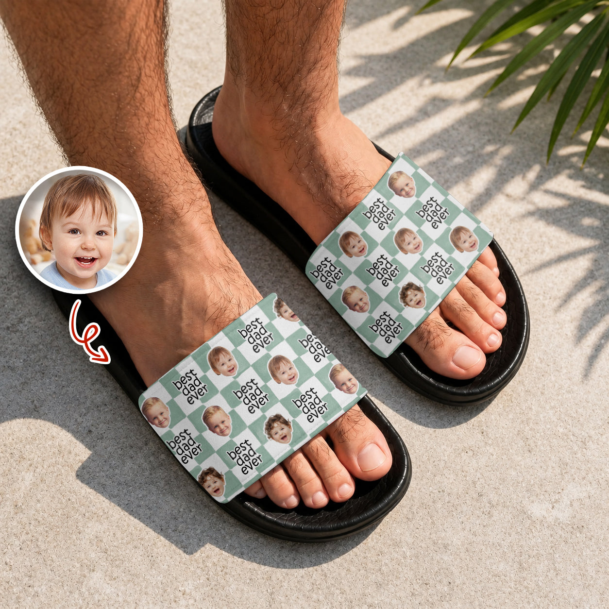 Personalized Slide Sandals Custom Photo Gift for Dad HN590 - Slide Sandals GradoCreations