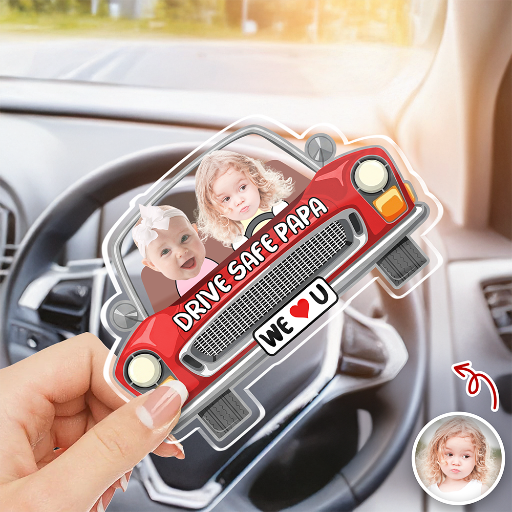 Personalized Kids Photo Car Visor Clip Gift for Dad HN590 - Acrylic Car Visor Clip Fix GradoCreations