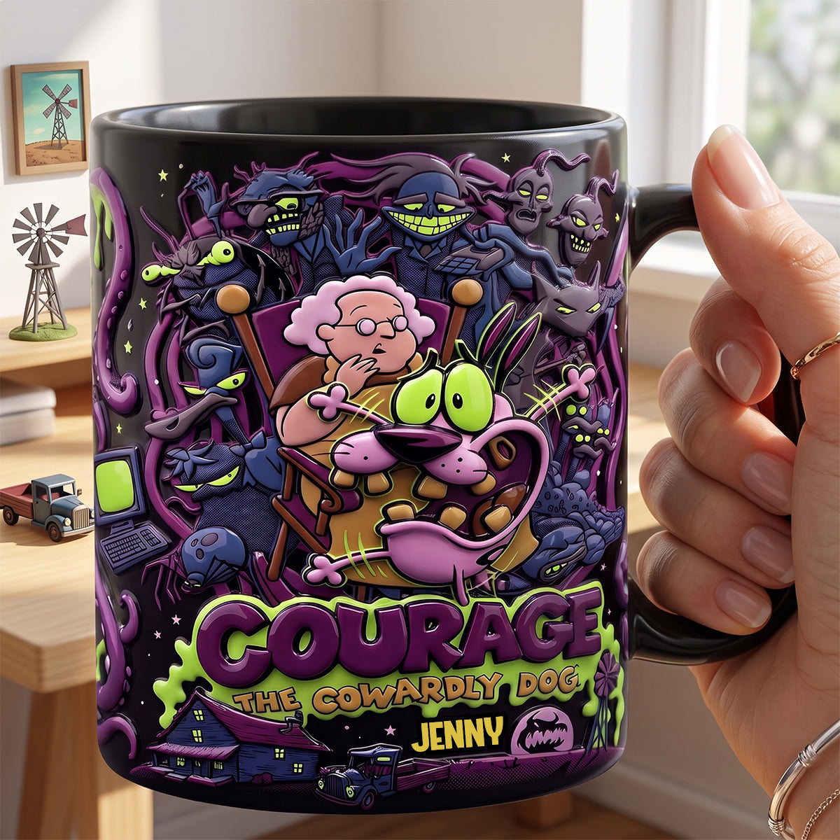 Personalized Courage the Cowardly Dog Coffee Mug Gift for Movie Fans Mug GradoCreations