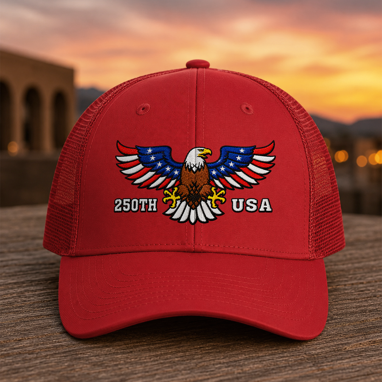 Personalized Patriotic Trucker Hat Custom Name 250th Anniversary Gift HN590 - Embroidered Trucker Hat GradoCreations