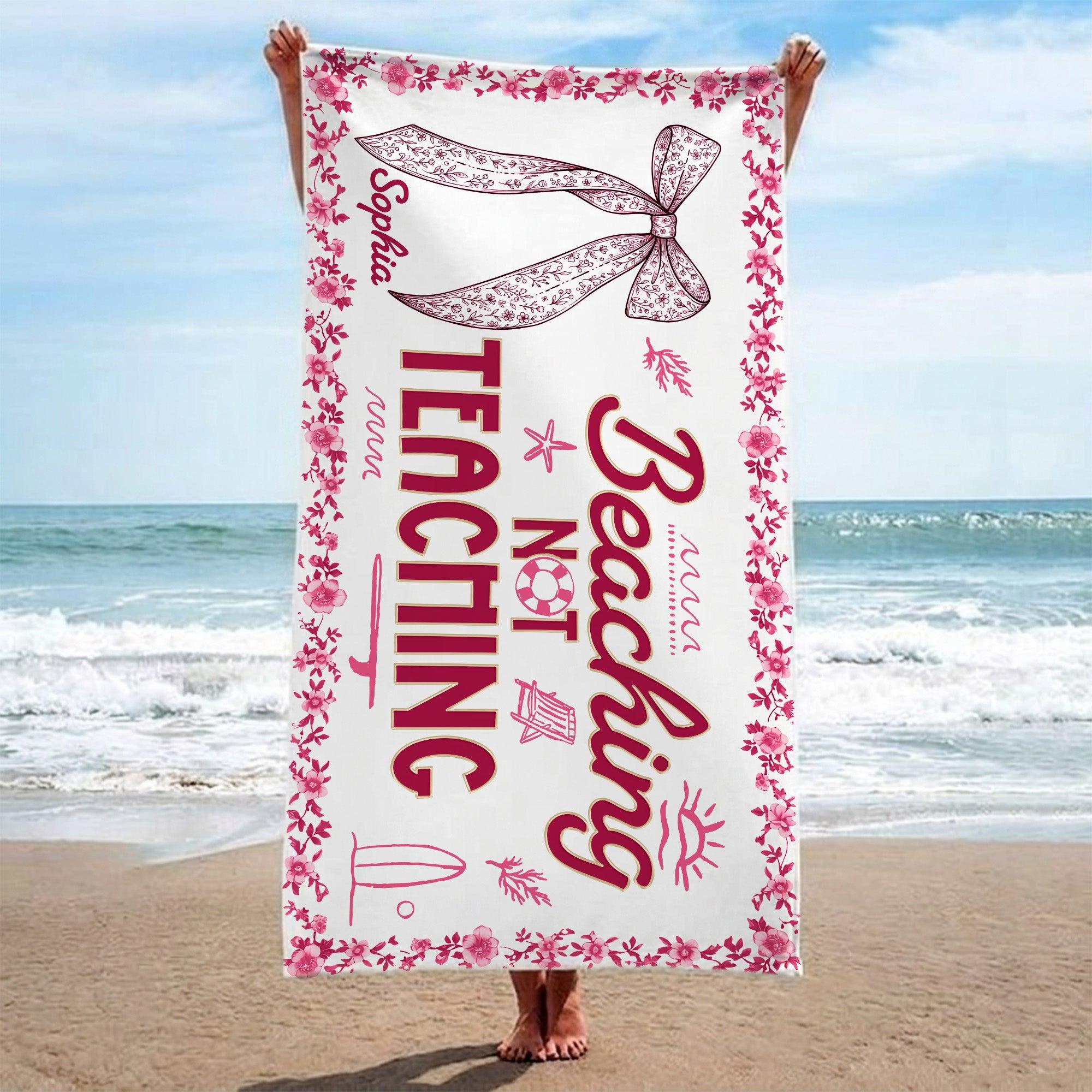 Personalized Floral Beach Towel with Name Gift for Teacher