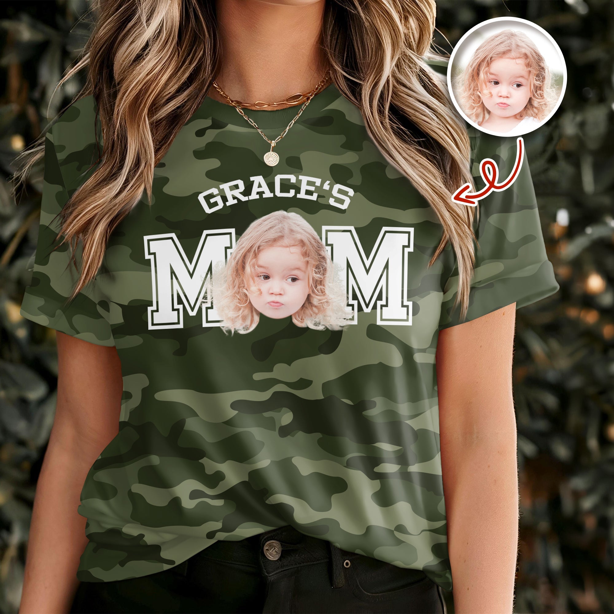 Personalized Camo Photo T-Shirt Custom Gift for Dad HN590 - AOP Tshirt GradoCreations