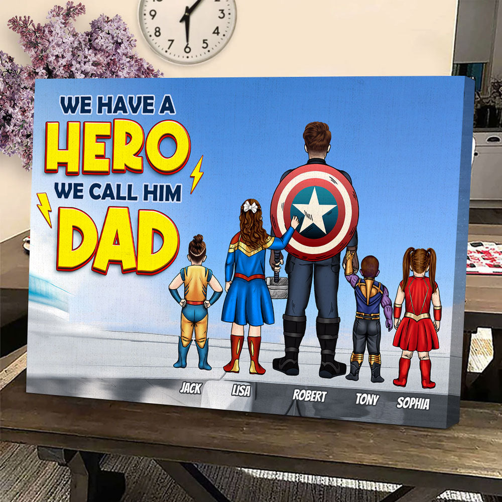 Personalized Canvas Super Hero Poster Gift for Dad, Father's Day